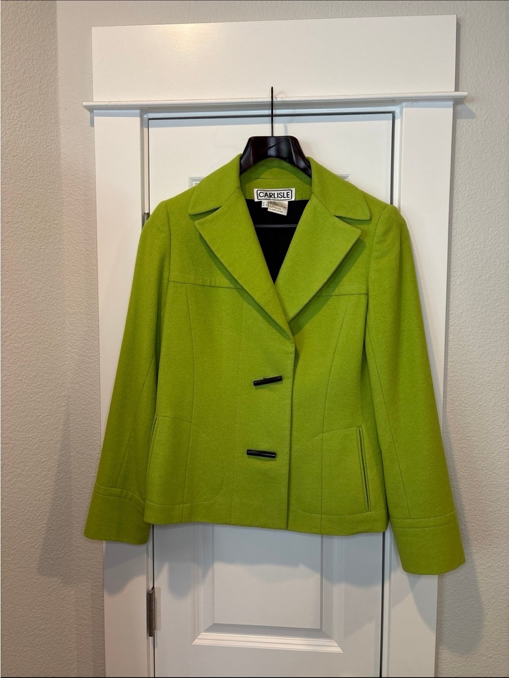 Carlisle Women's Lime Green Wool-Blend Pea Coat